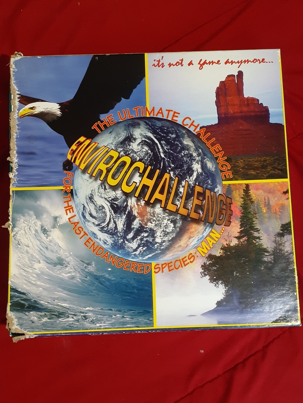Envirochallenge board game, a vintage environmental strategy and trivia game.